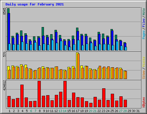 Daily usage for February 2021