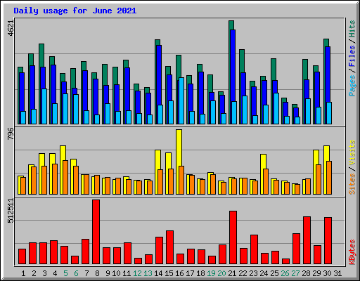 Daily usage for June 2021