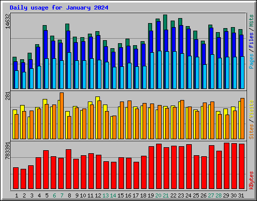 Daily usage for January 2024