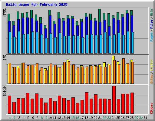 Daily usage for February 2025