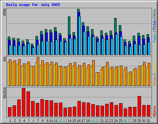 Daily usage for July 2025