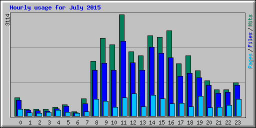 Hourly usage for July 2015